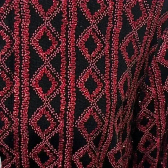 Vintage ONYX Nite Red Geometric Glitter Jacket Women’s Sz XL - Picture 5 of 12